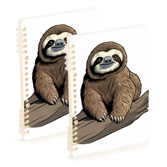 Sloth Wood Ring Binder Notebook Journey Note Diary College Ruled Spiral Notebook Study Loose Leaf Paper A5 60 Pages
