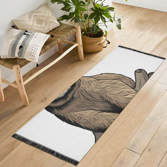 Sloth Wood Runner Rug Machine Washable Area Rugs Carpet Non Slip Entryway Mat for Bedroom Entryway Front Door