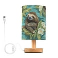 thumbnail image 1 of Sloth and Flowers Bedside Table Lamp LED Warm Lights with USB Charging Port Retro Cylinder Desk Lamps, 1 of 7