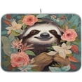 thumbnail image 1 of Sloth and Flowers Dish Drying Mat for Kitchen Counter, Ultra Absorbent Reversible Microfiber Dishes Drying Rack Pad Heat-resistant Mats 18x24in, 1 of 7