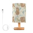 thumbnail image 1 of Sloth and Leaves Bedside Table Lamp LED Warm Lights with USB Charging Port Retro Cylinder Desk Lamps, 1 of 7