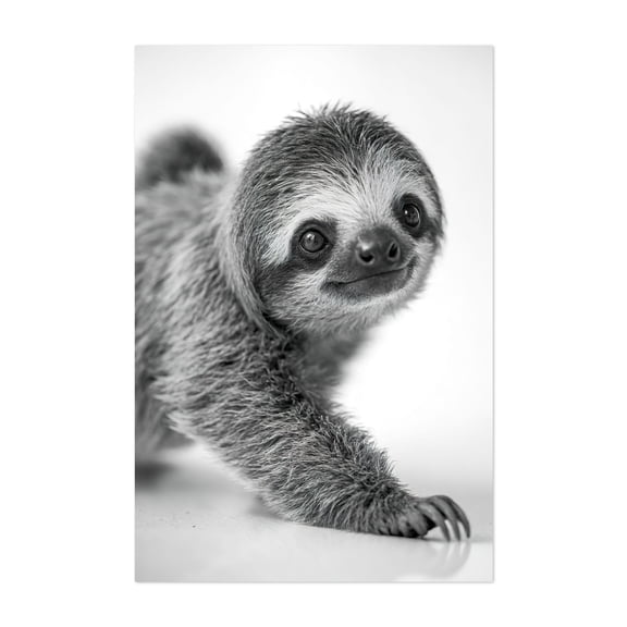 Sloth close-up photography - Photography Animal Wildlife Black and White Nature Portrait Minimalist Humor Unframed Wall Art Print 20 x 28 inches