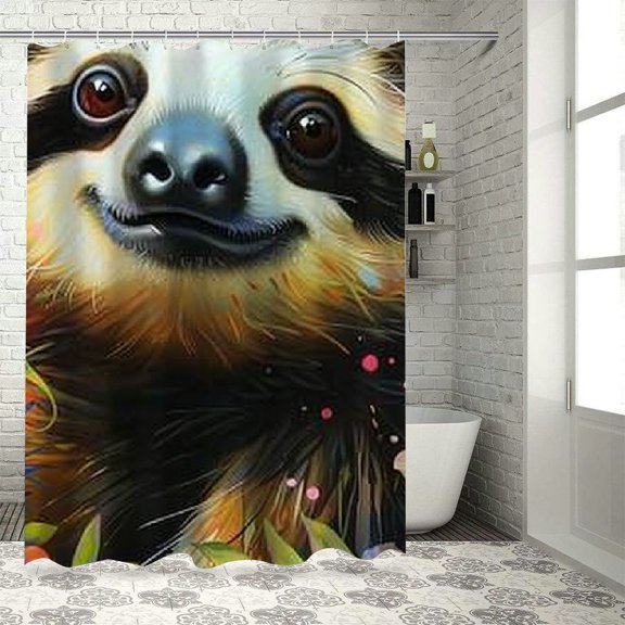 Sloth flowers Bathroom Shower Curtain Set  shower curtain for bathroom decoration with Hooks
