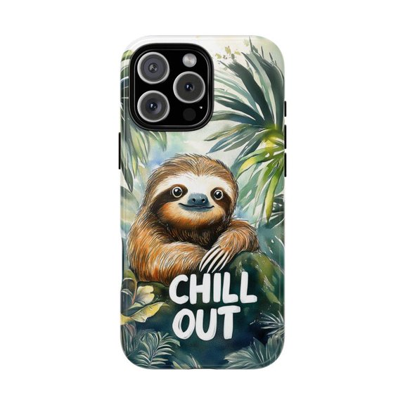 Sloth in Jungle Artwork Phone Case Relaxing Palm Tree Animal for iPhone 17 16 15 14 13 12 11 Pro Max