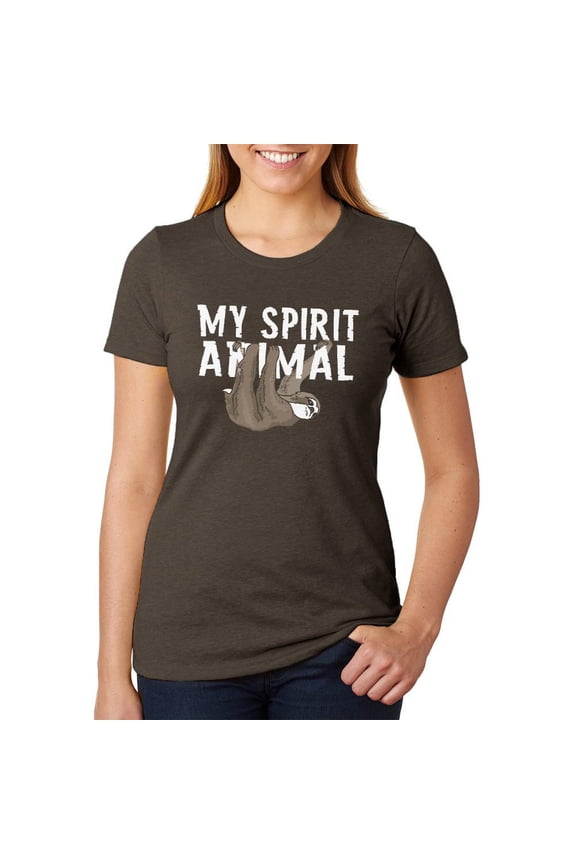 Sloth is My Spirit Animal Juniors Soft Heather T Shirt Heather Brown LG