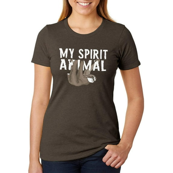Sloth is My Spirit Animal Juniors Soft Heather T Shirt Heather Brown MD