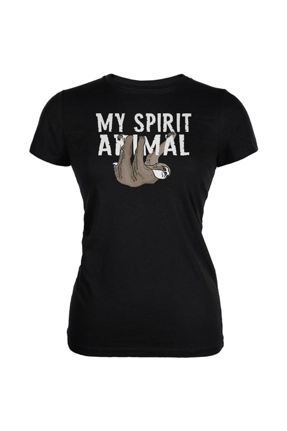 Sloth is My Spirit Animal Juniors Soft T Shirt Black SM