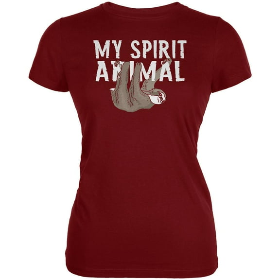 Sloth is My Spirit Animal Juniors Soft T Shirt Garnet Red MD