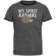 thumbnail image 1 of Sloth is My Spirit Animal Mens Ringer T Shirt Dark Heather-Black X-LG, 1 of 1