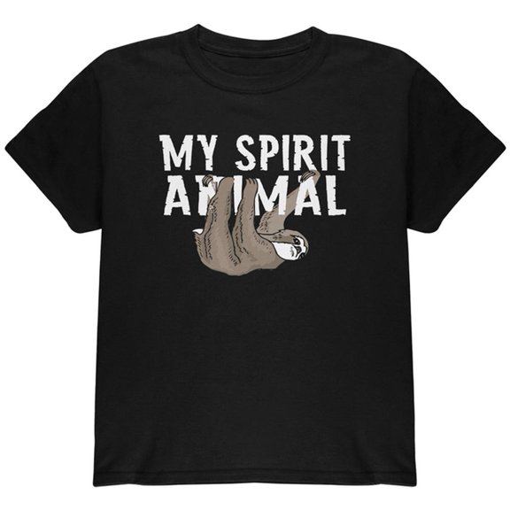Sloth is My Spirit Animal Youth T Shirt Black YXL