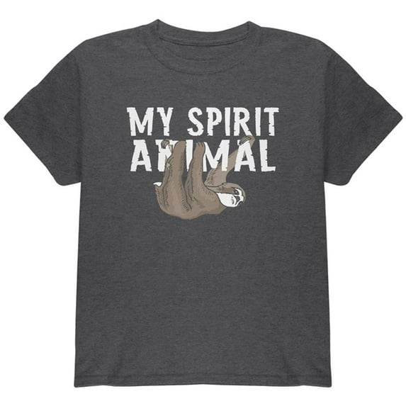 Sloth is My Spirit Animal Youth T Shirt Dark Heather YMD