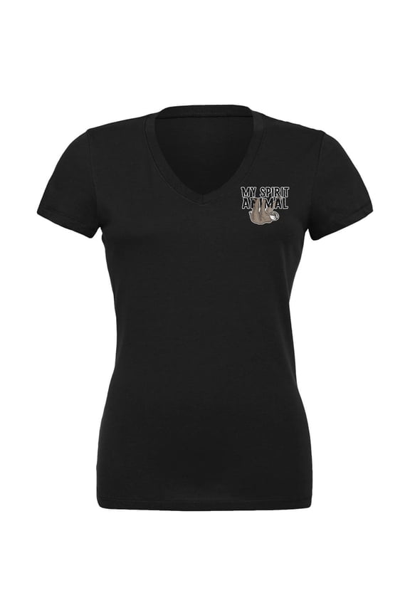 Sloth is my Spirit Animal Juniors V-Neck T Shirt Black MD