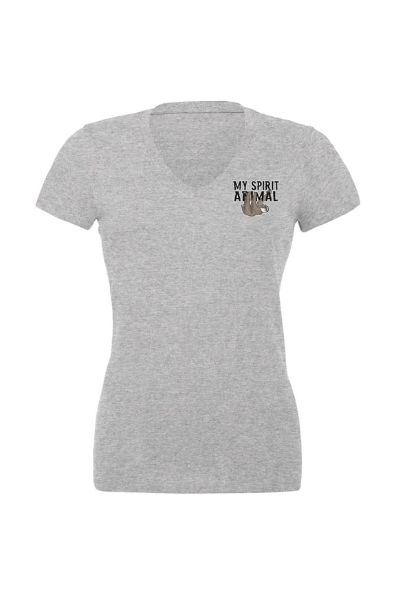 Sloth is my Spirit Animal Juniors V-Neck T Shirt Heather MD