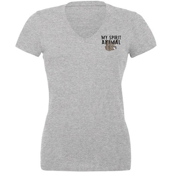 Sloth is my Spirit Animal Juniors V-Neck T Shirt Heather SM