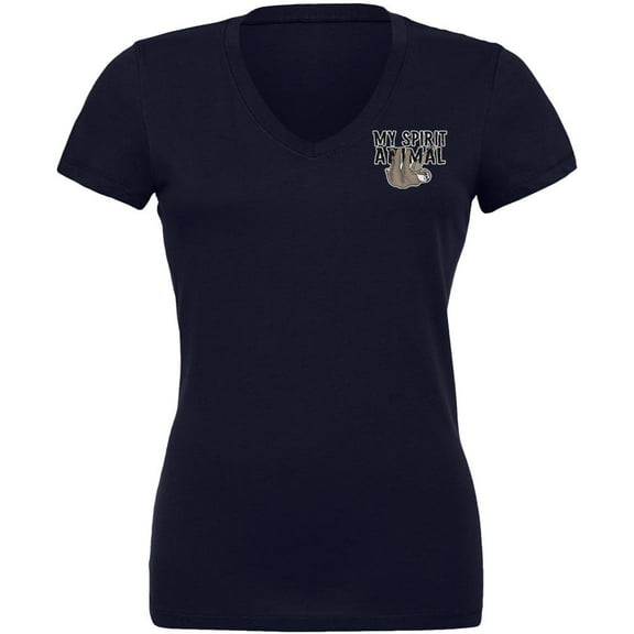 Sloth is my Spirit Animal Juniors V-Neck T Shirt Navy MD