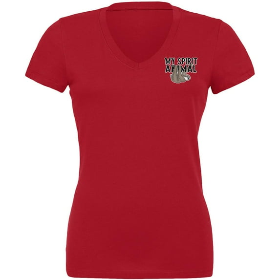 Sloth is my Spirit Animal Juniors V-Neck T Shirt Red LG