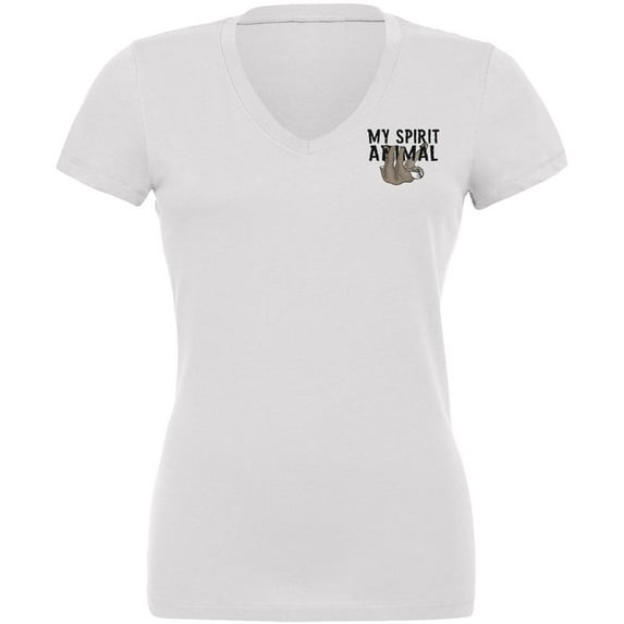 Sloth is my Spirit Animal Juniors V-Neck T Shirt White SM