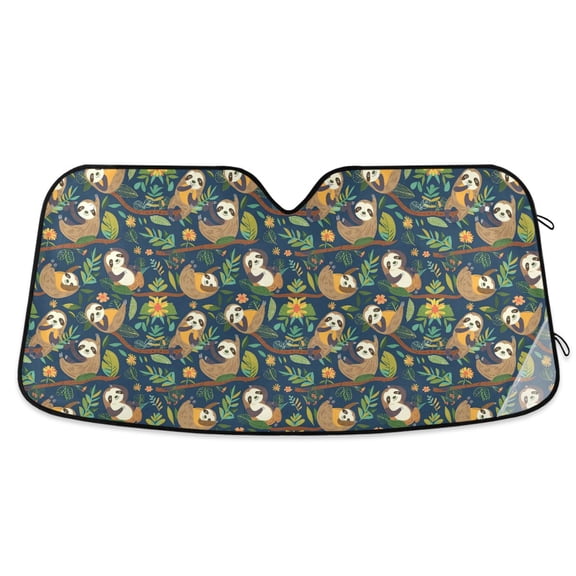 Sloth on Branch Car Windshield Sun Shade Foldable Car Front Window Visor Heat and UV Protection 53x23.5