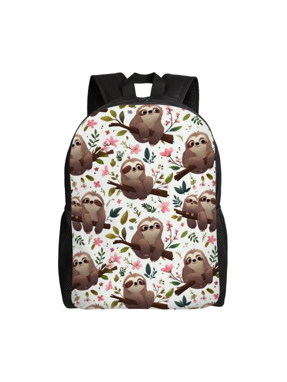 Sloth pattern design Backpack with 15 Inch Laptop Compartment,Water-Resistant Daypack, Large Capacity Backpack with Adjustable Breathable Shoulder Straps for Daily Use Travel Gym