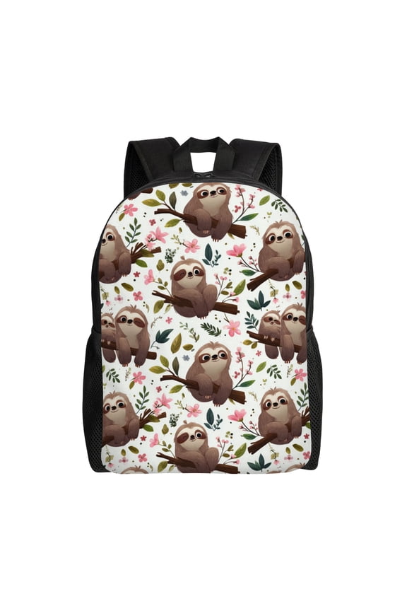 Sloth pattern design Backpack with 15 Inch Laptop Compartment,Water-Resistant Daypack, Large Capacity Backpack with Adjustable Breathable Shoulder Straps for Daily Use Travel Gym