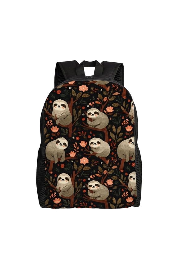Sloth pattern design Backpack with 15 Inch Laptop Compartment,Water-Resistant Daypack, Large Capacity Backpack with Adjustable Breathable Shoulder Straps for Daily Use Travel Gym