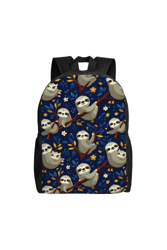 Sloth pattern design Backpack with 15 Inch Laptop Compartment,Water-Resistant Daypack, Large Capacity Backpack with Adjustable Breathable Shoulder Straps for Daily Use Travel Gym