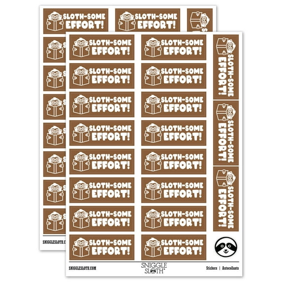 Sloth-some Awesome Effort Teacher Student School Sticker Set - Brown - Matte Finish - 2.00" Large