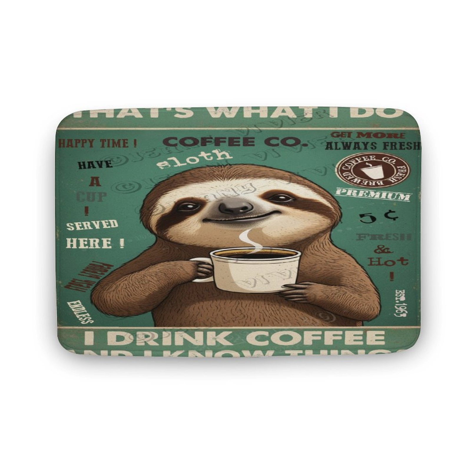 Sloth with Coffee Quote Bath Rug - 16x24 inches, Soft Coral Fleece, Non ...