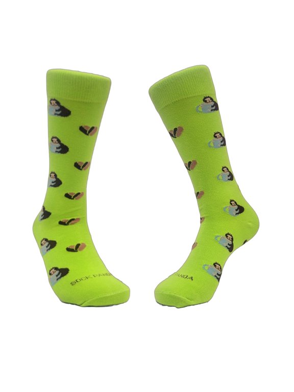 Sloth with Coffee "Slothy" Socks from the Sock Panda (Adult Medium - Women's Shoe Sizes 5-10)