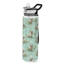 Sloth with Leaves 32oz Water Bottles with Straw Tritan Leakproof Sports Bottle BPA Free Clear for Fitness Gym Swimming Cycling
