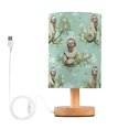thumbnail image 1 of Sloth with Leaves Bedside Table Lamp LED Warm Lights with USB Charging Port Retro Cylinder Desk Lamps, 1 of 7