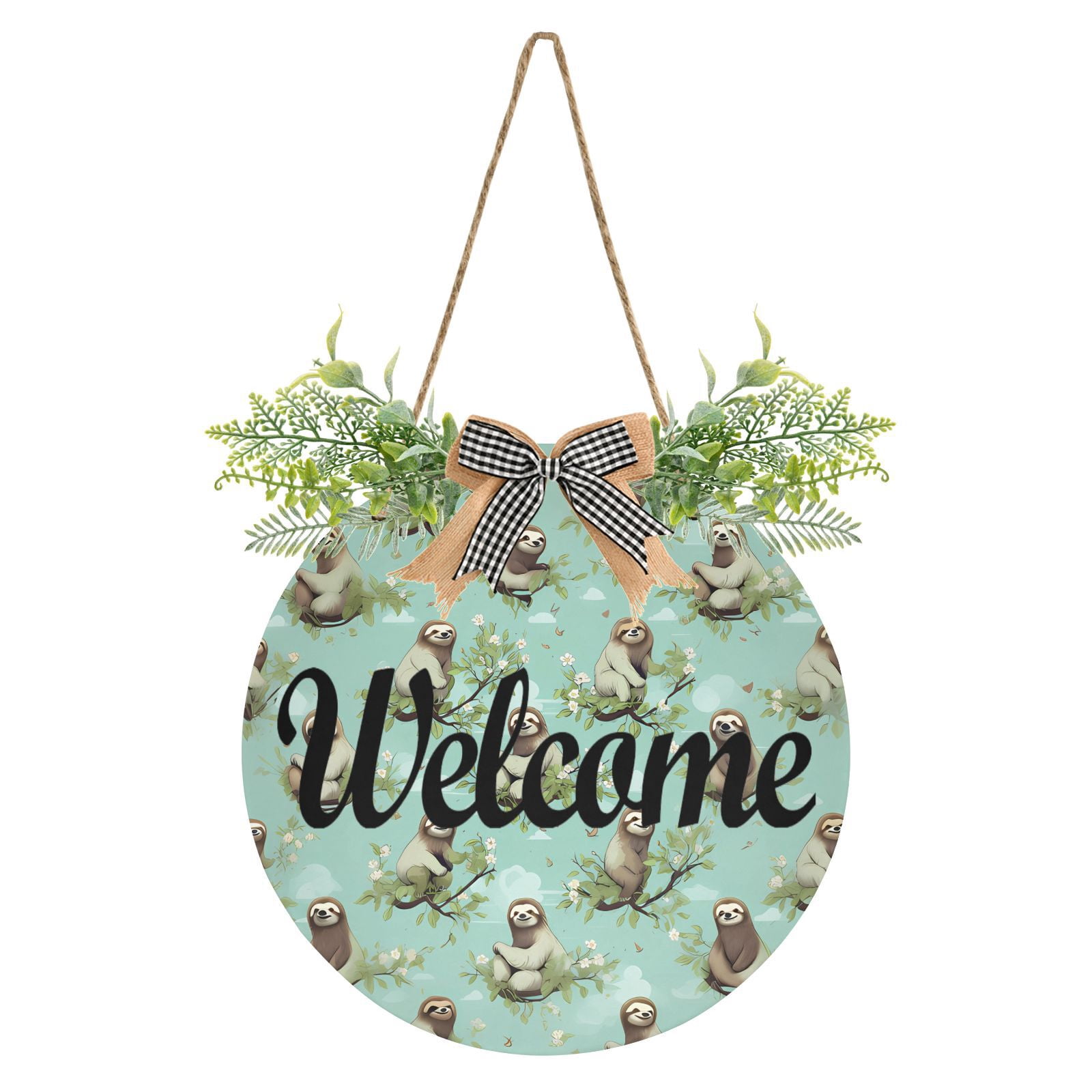Branch Sign Slothes Branches Leaves Welcome Sign for Front Door Wreath Door Sign ...