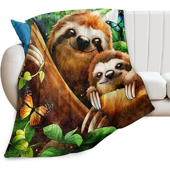 Sloths Blanket Cute Sloths Throw Blanket Sloths Blanket Gifts for Kids Comfort Soft Cozy Flannel Blanket for Couch Sofa Bad50 x60