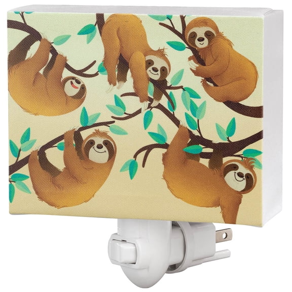 Sloths Children's Night Light, MDF Plastic - Measures 5 1/4" Long x 3 7/8" Wide x 1 3/4" High