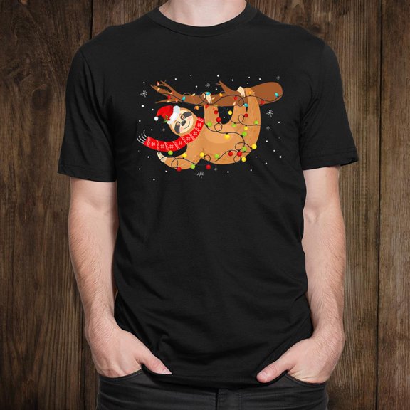 Sloths Christmas Lights Funny Holiday Sloth Lover Festive Unisex T-Shirt up to size 5XL