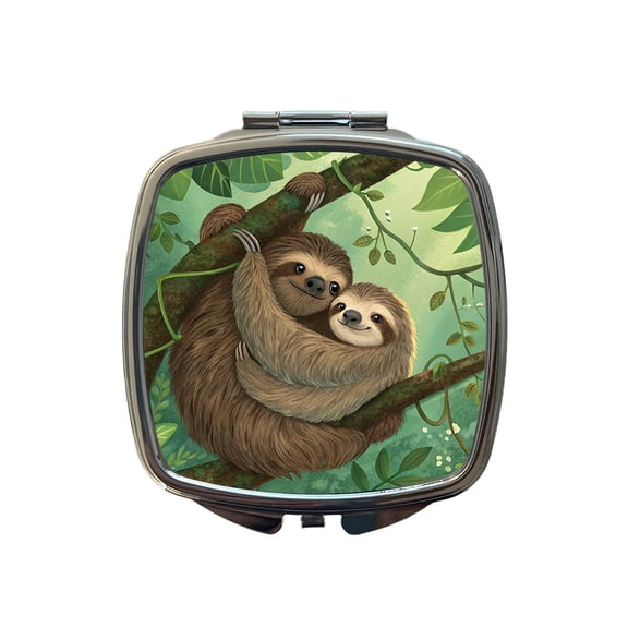 Sloths Hugging Love Travel Makeup Handbag Purse Small Pocket Compact Mirror