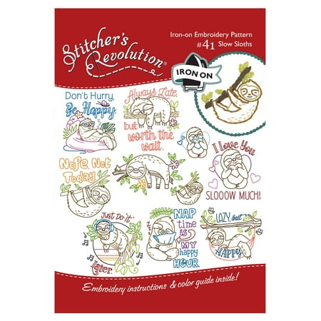 Sloths Iron-on Transfer Pattern for Embroidery and Painting by Stitcher's Revolution Brand