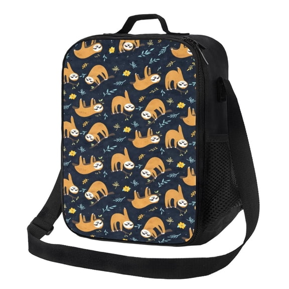 Sloths Lunch Bag Insulated Thermal Box with Shoulder Strap & Handle for Work and Picnic