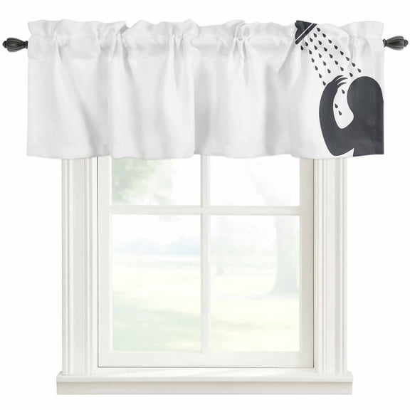 Sloths Showering Farmhouse Short Window Curtain Valances, Modern Abstract Art Funny Animals Rod Pocket Kitchen Valances for Living Room Bedroom Bathroom Cafe 42" x 12"