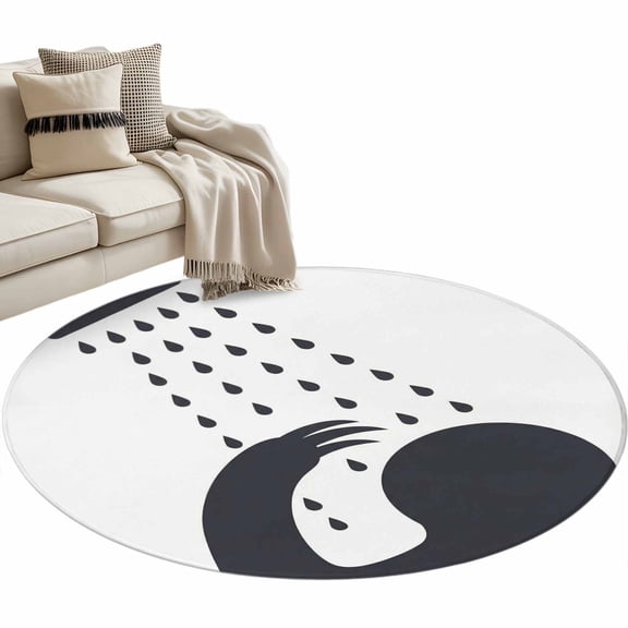 Sloths Showering Round Area Rugs Collection 3', Modern Abstract Art Funny Animals Non Slip Indoor Circular Throw Runner Rug Floor Mat Carpet for Living Room Dining Table Bedroom Nursery