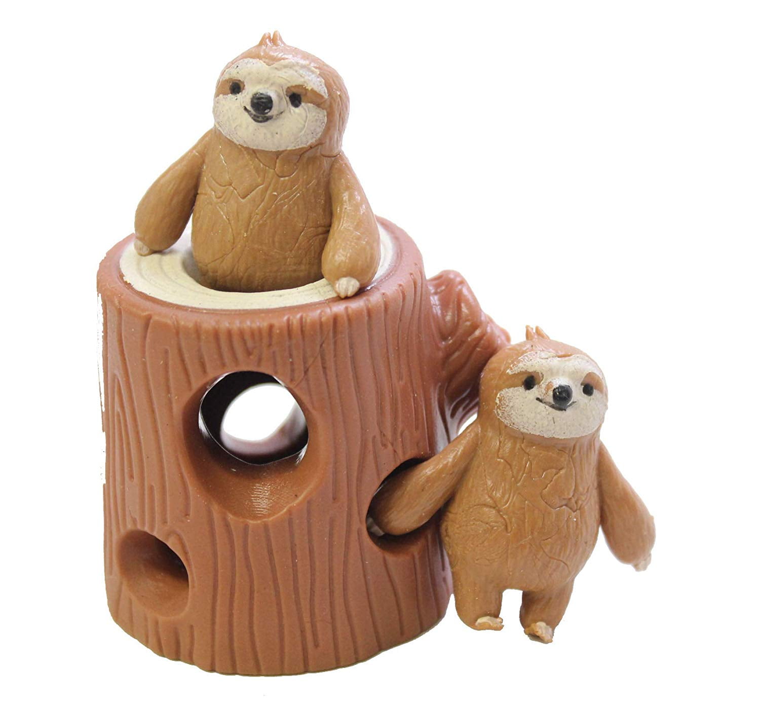 Sloths in Tree Stump - Peek a Boo Stretchy Fidget Toy - Soothing Calm Anxiety Focus ADD ADHD