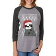 thumbnail image 1 of Slothy Christmas Ugly Christmas Sweater Sloth 3/4 Women Sleeve Baseball Jersey Shirt Small black/gray, 1 of 3