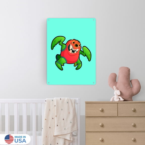 Slothy the Scary Monster Metal Sign Wall Decor by Dancing Littles Jungle - Size 12x16 inch