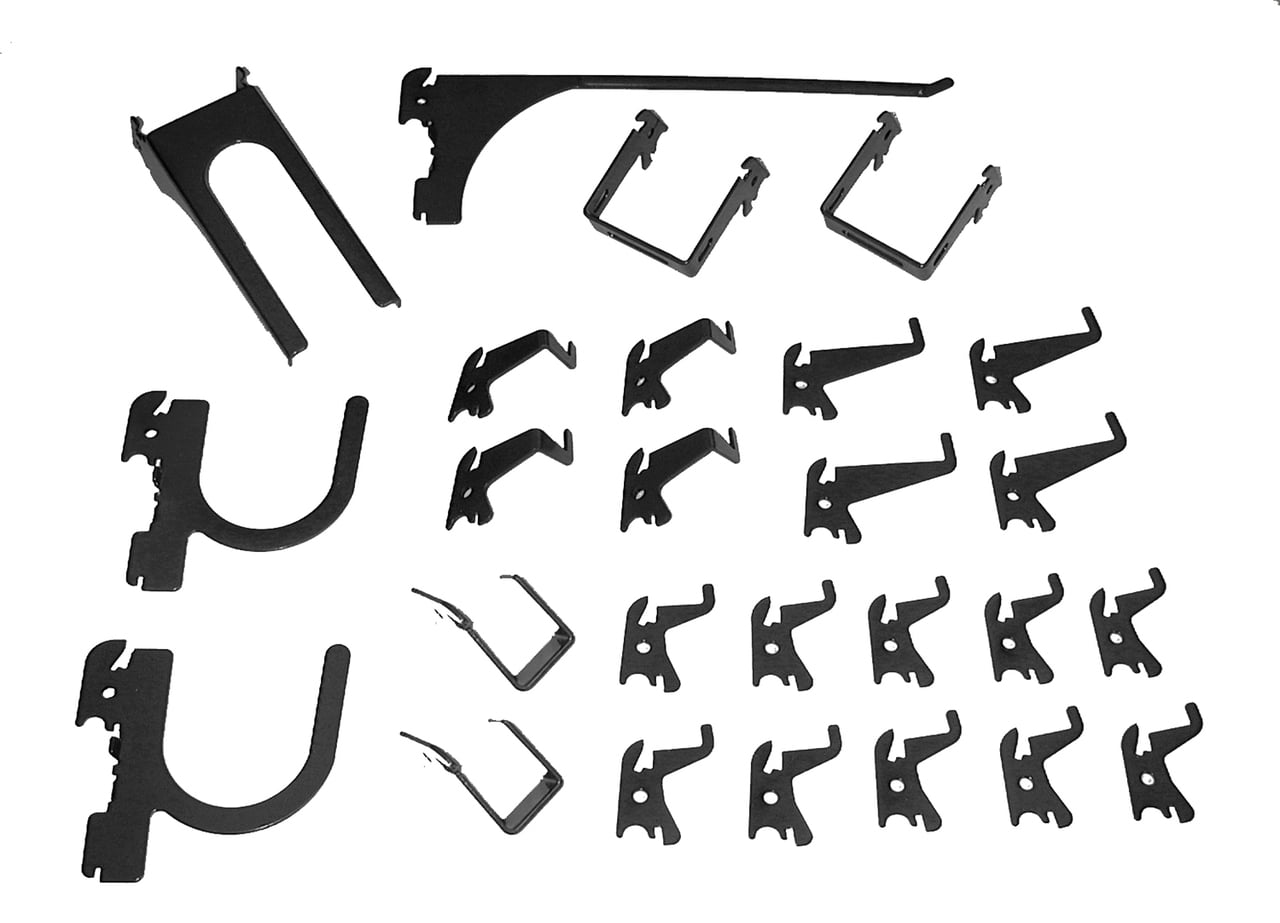 Slotted Metal Pegboard Deluxe Hook Kit for Wall Control Metal Pegboard and Slotted Tool Board Only - Black Toolboard Hooks