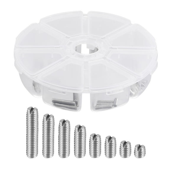 Slotted Set Grub Screws, M3 Metric 304 Stainless Steel Flat Point Set Screw Assortment Kit 1set (50pcs)