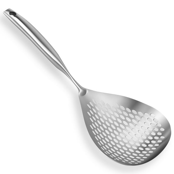 Slotted Spoon 304 Stainless Steel Skimmer Spoon with Long Handle Efficient Skimmer Ladle Multifunctional Strainer Spoon for Kitchen Frying Cooking Draining