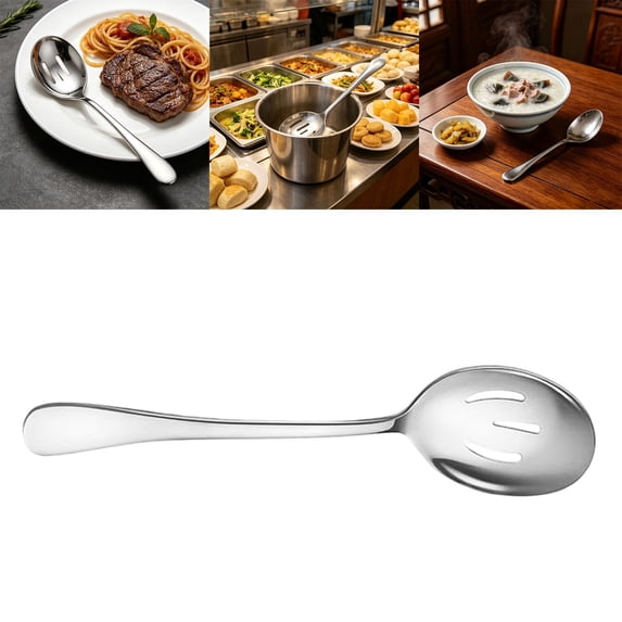 Slotted Spoon, Serving Spoons, Stainless Steel Spoons, Serving Spoons for Buffet, Tea Spoons, Small Spoons, Kitchen Spoons, Metal Spoons, Large Buffet Spoons with Long Handles 1Pcs