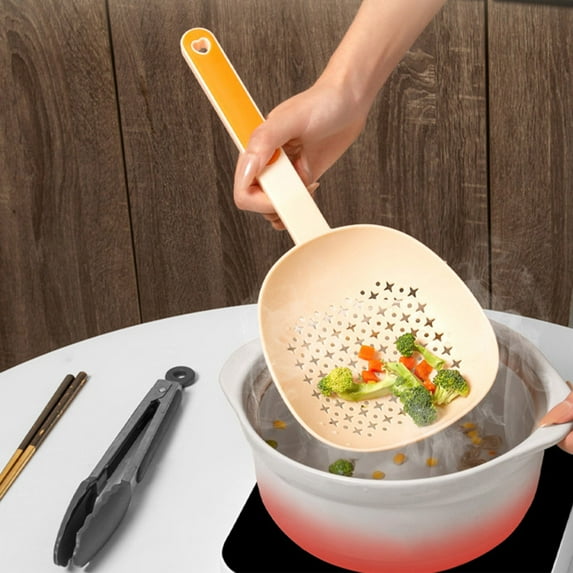 Slotted Spoon Skimmer Large Leaky Soup Strainer 36.5x15.6cm Plastic Multi Purpose Noodle Dumpling Blanching Kitchen Tool Easy Clean Reusable for Cooking Serving Food Bar