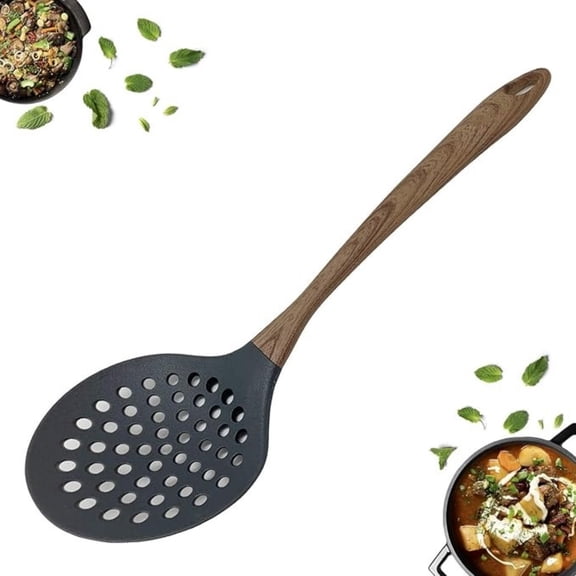 Slotted Spoon with Soft Touch Handle-Skimmer Spatula - Cooking Strainer For Soups,Stews,Gravy,Hot and Cold Foods