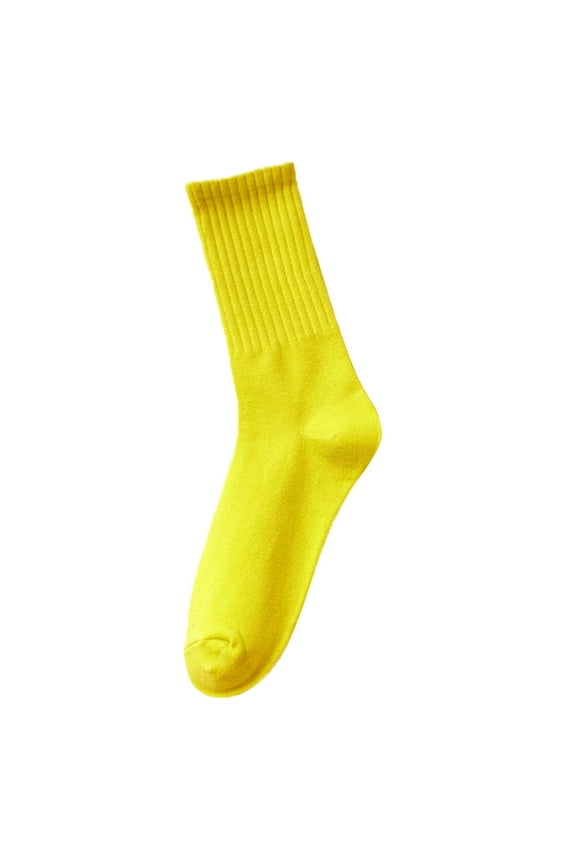 Slouch Sock for Women Under 5$, Yellow Sustainable Fashion Baberdicy Womens Socks Solid Color Socks Colorful Lightweight Cotton Pile Socks Athletic Socks